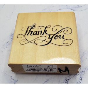 Thank You Elegant Script Anita's Wood Mounted Rubber Stamp Wood